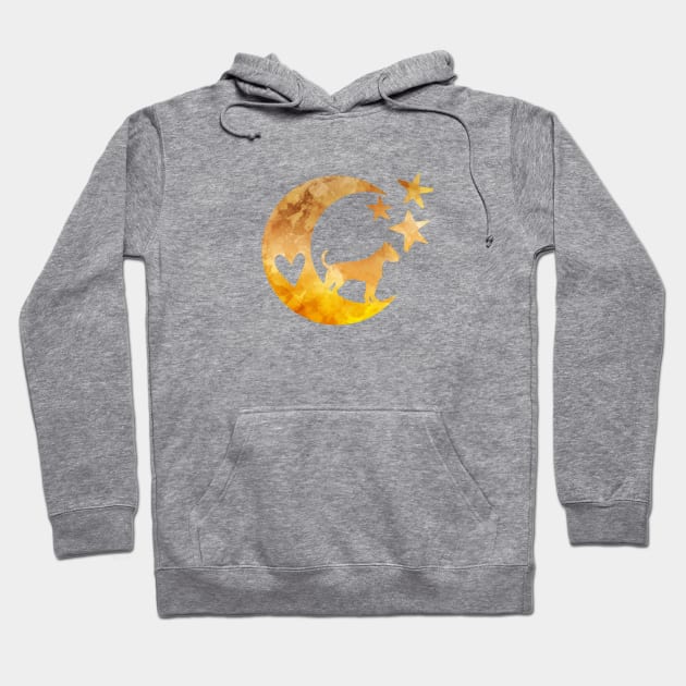 Boxer Dog Moon Stars Art Hoodie by BittenByErmines